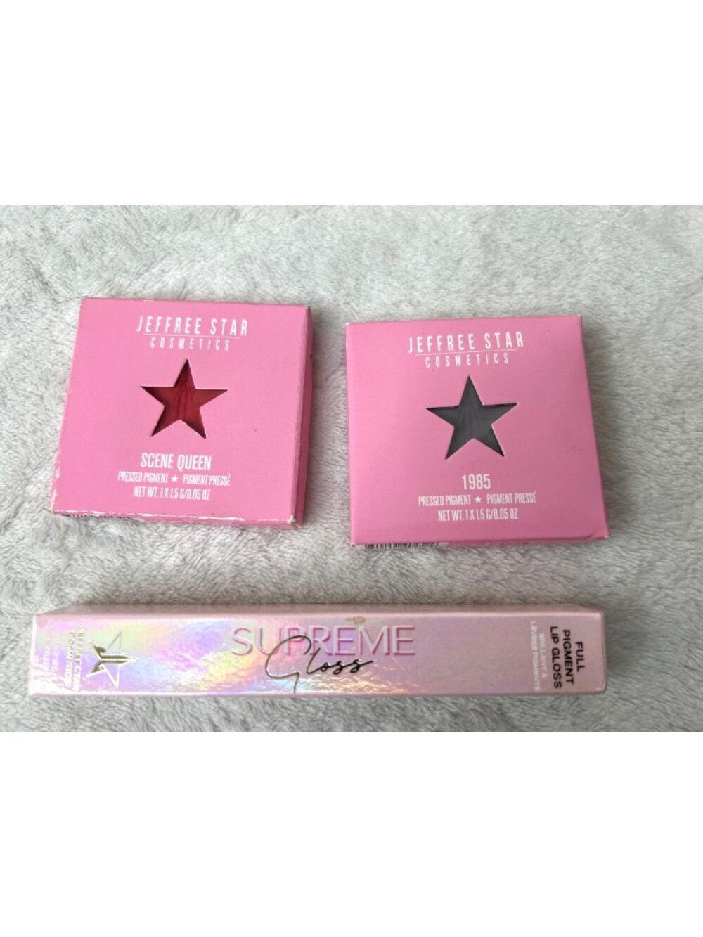 Jeffree Star Lot Supreme Gloss Naked Dark & Pressed Pigment 1985 & Scene Queen